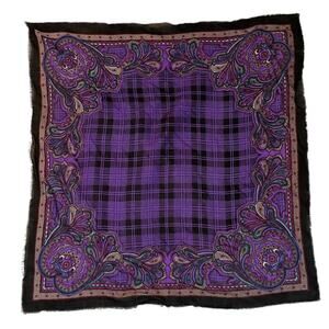 Vintage Glentex Scarf Plaid Paisley Made in Japan Cottage Grandma Retro
